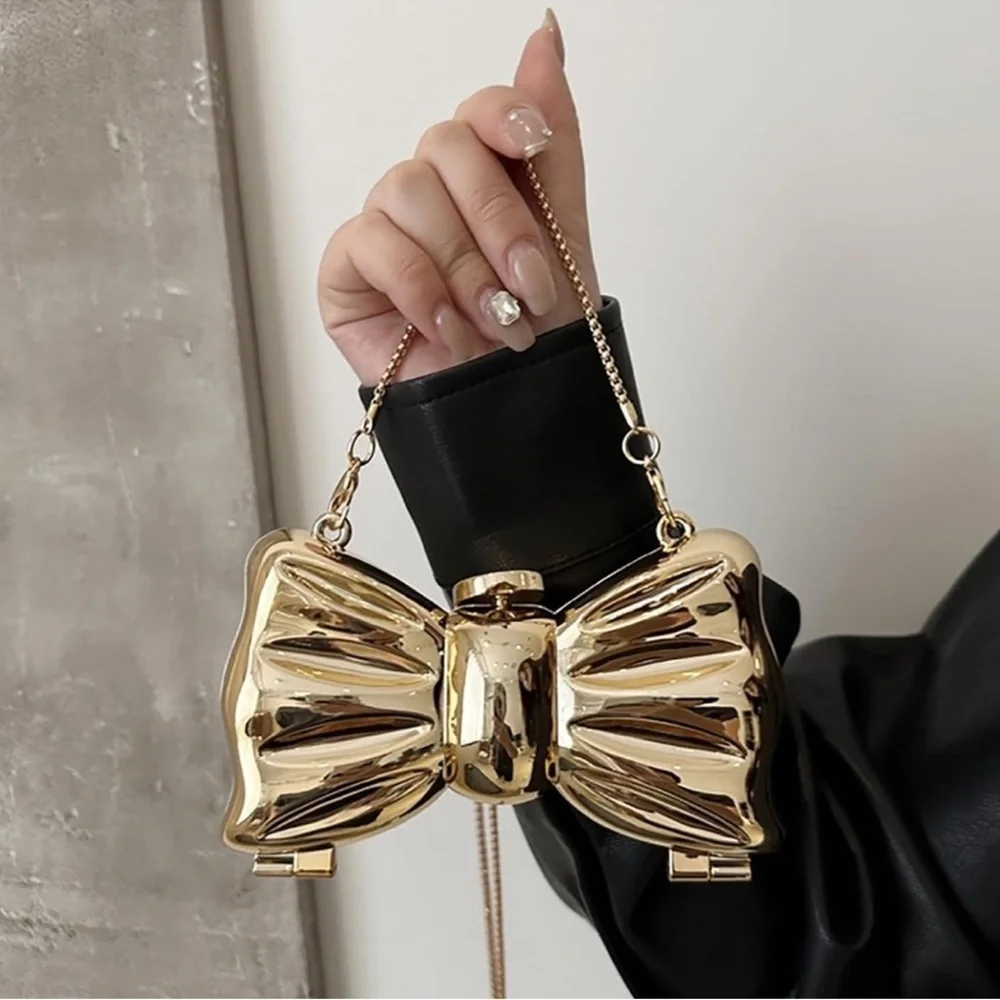 Luxury Gold Bow Clutch